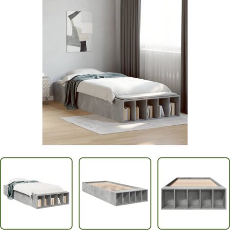 Letto in legno -  Giroletto Grigio Cemento 90x200 cm in Legno Multistrato