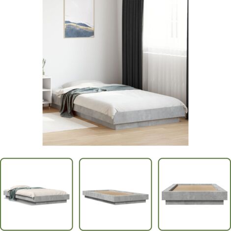 Letto in legno -  Giroletto Grigio Cemento 90x200 cm in Legno Multistrato