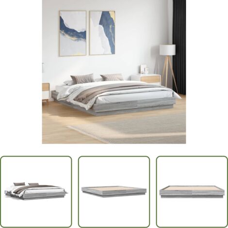 Letto in legno -  Giroletto Grigio Sonoma 180x200 cm in Legno Multistrato