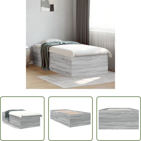 Letto in legno -  Giroletto Grigio Sonoma 90x200 cm in Legno Multistrato