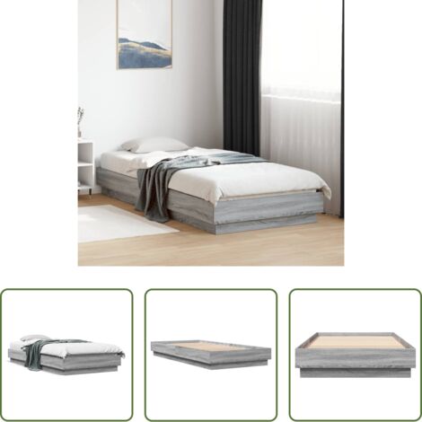Letto in legno -  Giroletto Grigio Sonoma 90x200 cm in Legno Multistrato