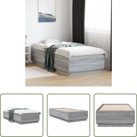 Letto in legno -  Giroletto Grigio Sonoma 90x200 cm in Legno Multistrato