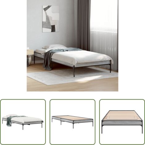Letto in legno -  Giroletto Grigio Sonoma 90x200 cm Legno Multistrato e Metallo