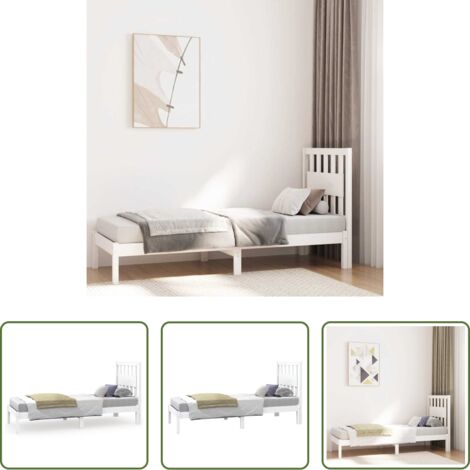 Letto in legno -  Giroletto in Legno Massello Bianco 75x190 cm Small Single