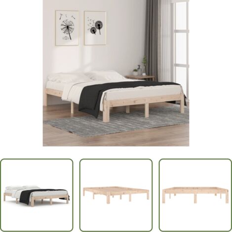Letto in legno -  Giroletto in Legno Massello di Pino 140x190 cm