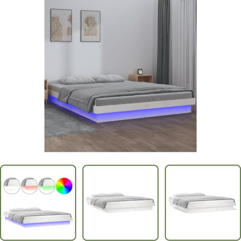 Letto in legno -  Giroletto LED Bianco 120x190 cm Small Double Legno Massello