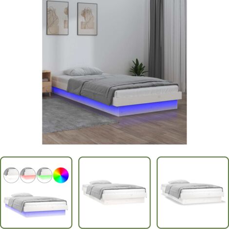 Letto in legno -  Giroletto LED Bianco 75x190 cm Small Single Legno Massello