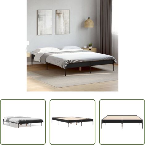 Letto in legno -  Giroletto Nero 120x190 cm in Legno Multistrato e Metallo