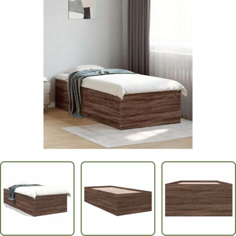 Letto in legno -  Giroletto Rovere Marrone 90x200 cm in Legno Multistrato