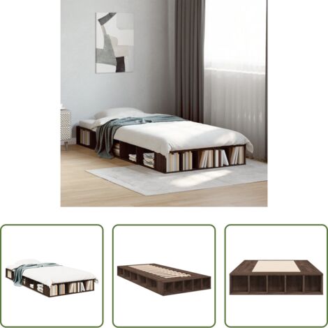 Letto in legno -  Giroletto Rovere Marrone 90x200 cm in Legno Multistrato