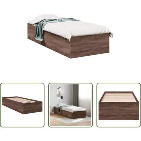 Letto in legno -  Giroletto Rovere Marrone 90x200 cm in Legno Multistrato