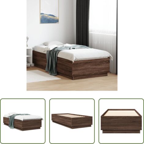 Letto in legno -  Giroletto Rovere Marrone 90x200 cm in Legno Multistrato