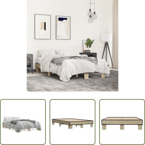 Letto in legno -  Giroletto Rovere Sonoma 120x200 cm in Legno Multistrato Metallo