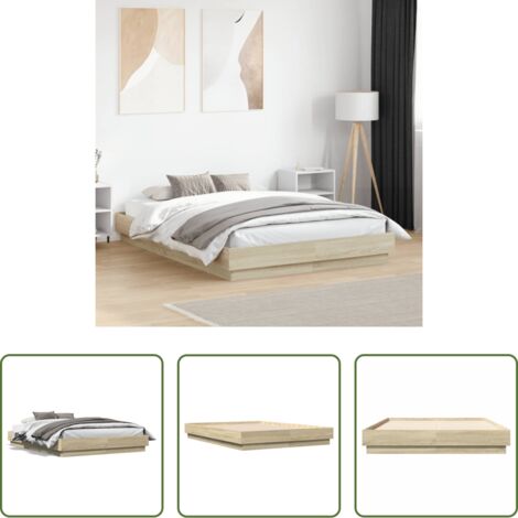 Letto in legno -  Giroletto Rovere Sonoma 140x190 cm in Legno Multistrato