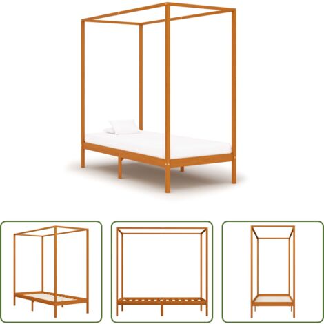 Letto in legno -  Giroletto senza Materaso Ambrato in Legno di Pino 100x200cm