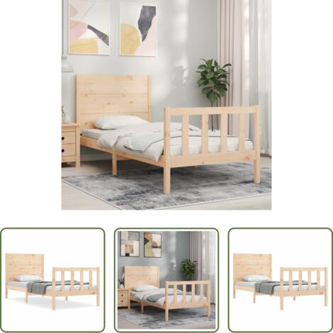 Letto in legno -  Giroletto senza Materasso 90x200 cm in Legno Massello di Pino