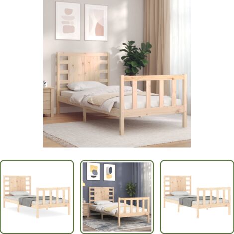 Letto in legno -  Giroletto senza Materasso 90x200 cm in Legno Massello di Pino