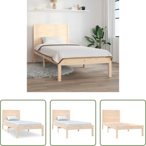 Letto in legno -  Giroletto senza Materasso 90x200 cm in Legno Massello di Pino