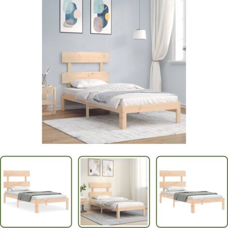 Letto in legno -  Giroletto senza Materasso 90x200 cm in Legno Massello di Pino