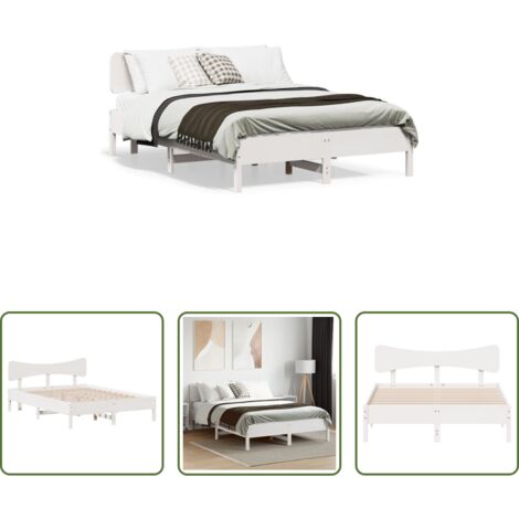 Letto in legno -  Giroletto senza Materasso Bianco 120x190 cm Legno Massello Pino