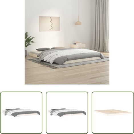 Letto in legno -  Giroletto senza Materasso Bianco 150x200 cm Legno Massello Pino