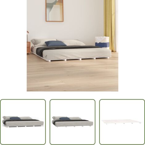 Letto in legno -  Giroletto senza Materasso Bianco 180x200 cm Legno Massello Pino