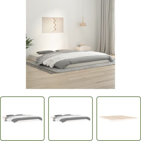 Letto in legno -  Giroletto senza Materasso Bianco 180x200 cm Legno Massello Pino