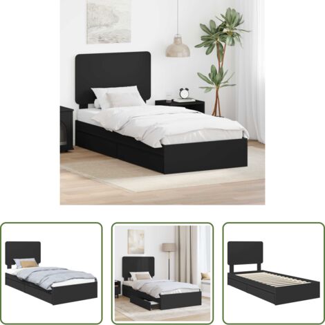 Letto in legno ingegnerizzato -  Letto con Contenitore Nero 75 x 190 cm Legno multistrato