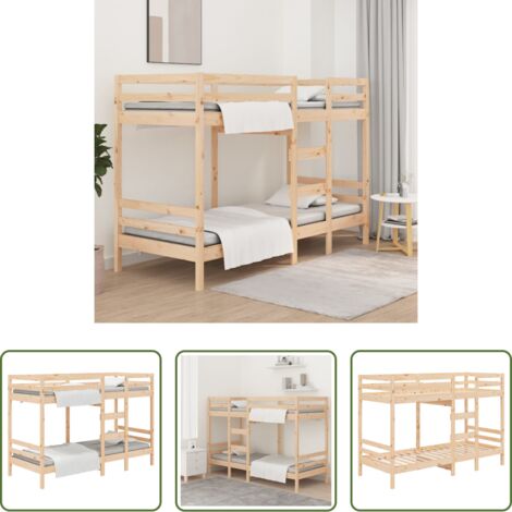 Letto in legno -  Letto a Castello senza Materasso 90x200cm Massello Pino