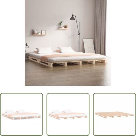 Letto in legno -  Letto a Pallet 135x190 cm Double Legno Massello di Pino