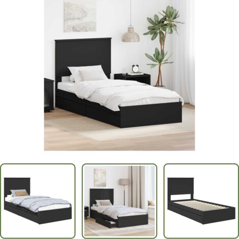 Letto in legno -  Letto con Contenitore Nero 75 x 190 cm Legno multistrato