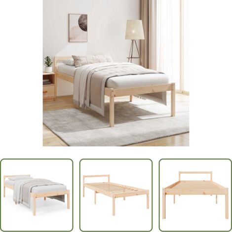 Letto in legno -  Letto per Anziani 90x200 cm in Legno Massello di Pino