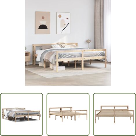 Letto in legno -  Letto per Anziani con Testiera 200x200 cm Legno Massello Pino