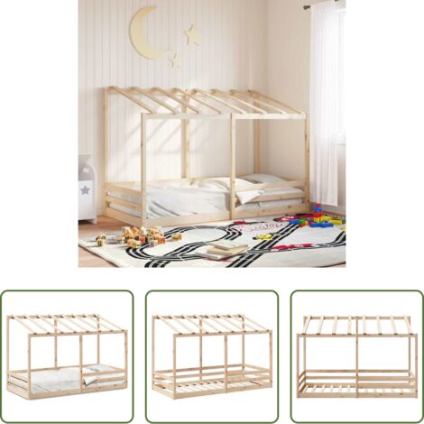 Letto in legno -  Letto per Bambini con Tetto 90x200 cm in Legno Massello di Pino