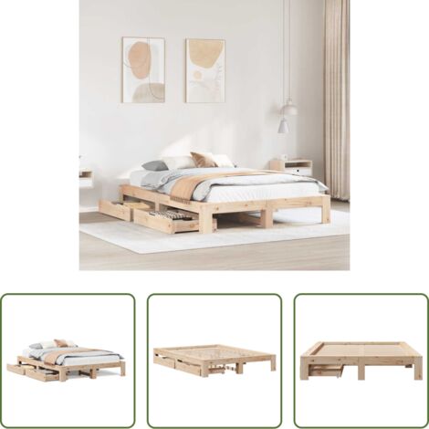 Letto in legno -  Letto senza Materasso 140x190 cm in Legno Massello di Pino