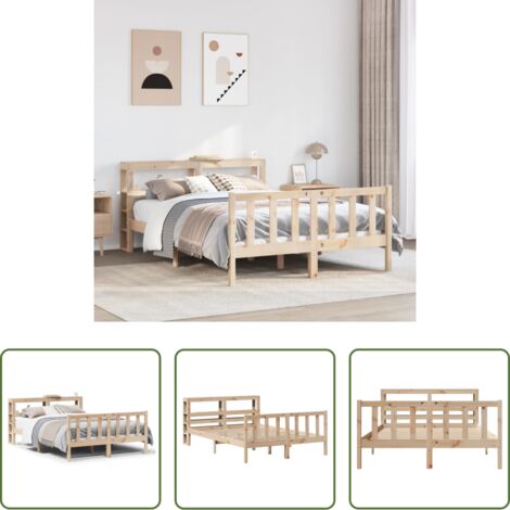 Letto in legno -  Letto senza Materasso 140x200 cm in Legno Massello di Pino