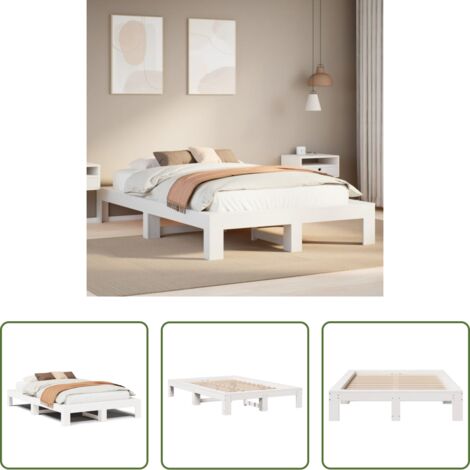 Letto in legno -  Letto senza Materasso Bianco 120x190 cm Legno Massello di Pino