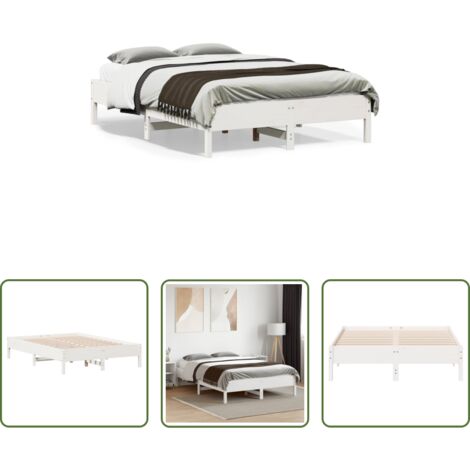 Letto in legno -  Letto senza Materasso Bianco 120x190 cm Legno Massello di Pino