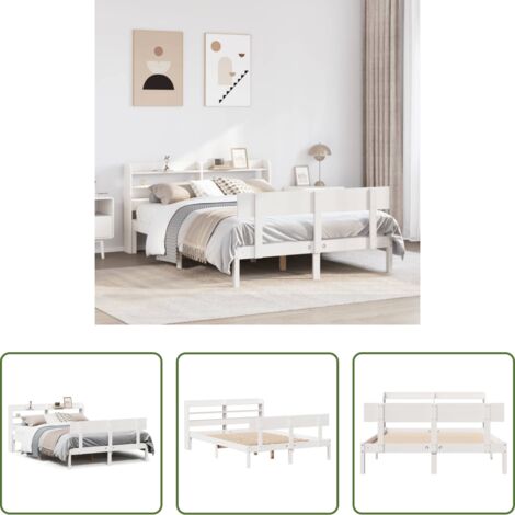 Letto in legno -  Letto senza Materasso Bianco 120x190 cm Legno Massello di Pino