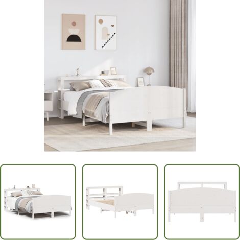 Letto in legno -  Letto senza Materasso Bianco 120x200 cm Legno Massello di Pino