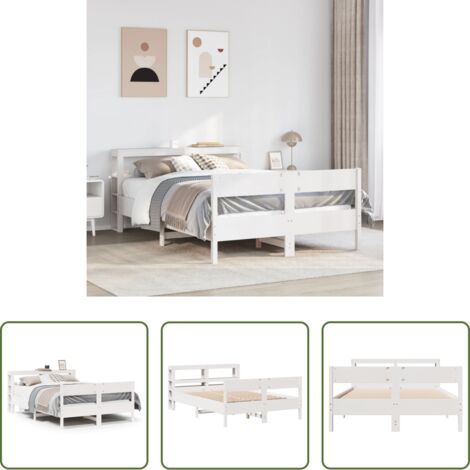 Letto in legno -  Letto senza Materasso Bianco 120x200 cm Legno Massello di Pino