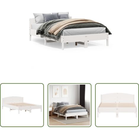 Letto in legno -  Letto senza Materasso Bianco 120x200 cm Legno Massello di Pino