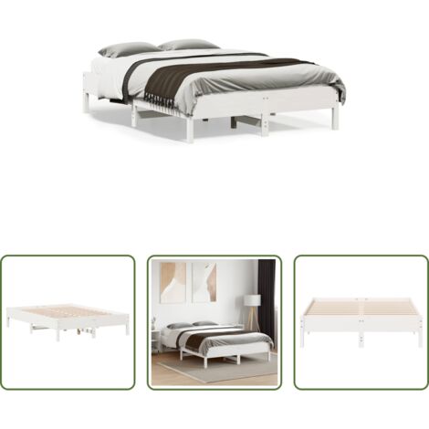 Letto in legno -  Letto senza Materasso Bianco 140x190 cm Legno Massello di Pino