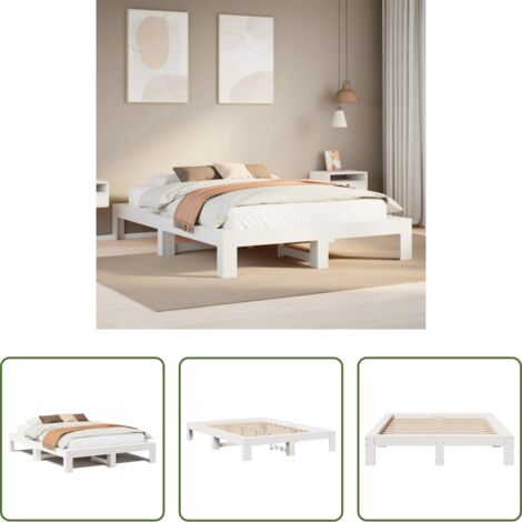 Letto in legno -  Letto senza Materasso Bianco 140x190 cm Legno Massello di Pino