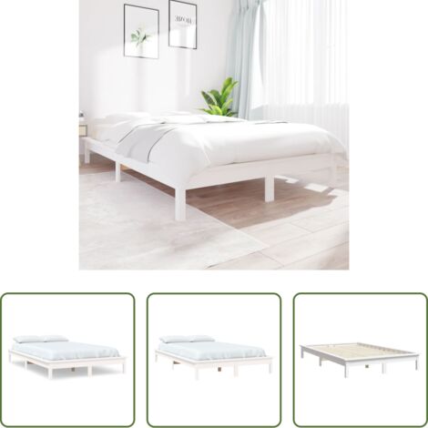Letto in legno -  Letto senza Materasso Bianco 140x190 cm Legno Massello di Pino
