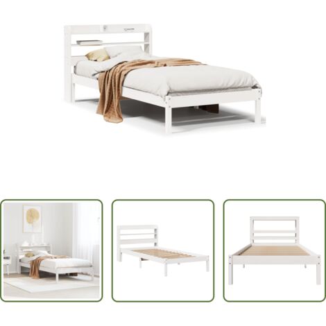 Letto in legno -  Letto senza Materasso Bianco 75x190 in Legno Massello di Pino