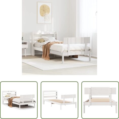 Letto in legno -  Letto senza Materasso Bianco 75x190 in Legno Massello di Pino