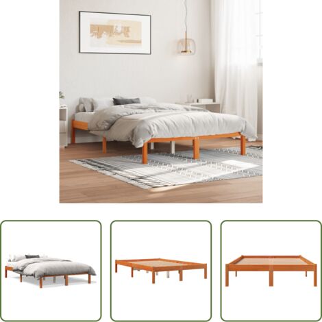 Letto in legno -  Letto senza Materasso Marrone Cera 140x190 cm in Legno di Pino