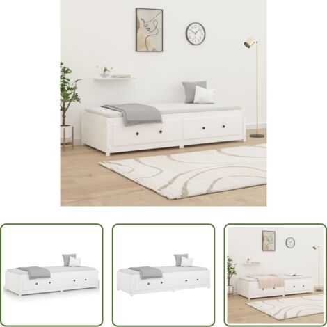Letto in legno massello -  Dormeuse senza Materasso Bianca 80x200 cm Legno Massello Pino