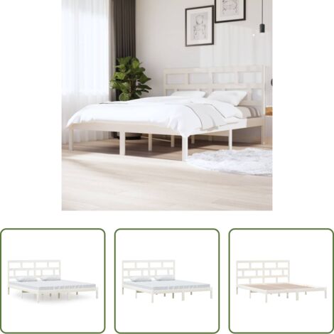 Letto in legno massello - Giroletto Bianco 180x200 cm Super King in Legno Massello